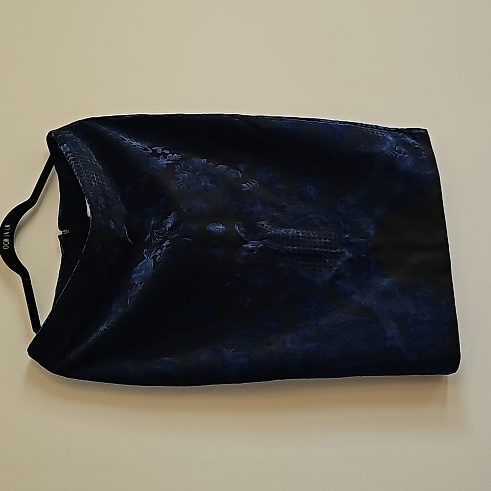 ECI Velvet Accent Pencil Skirt Black/Blue